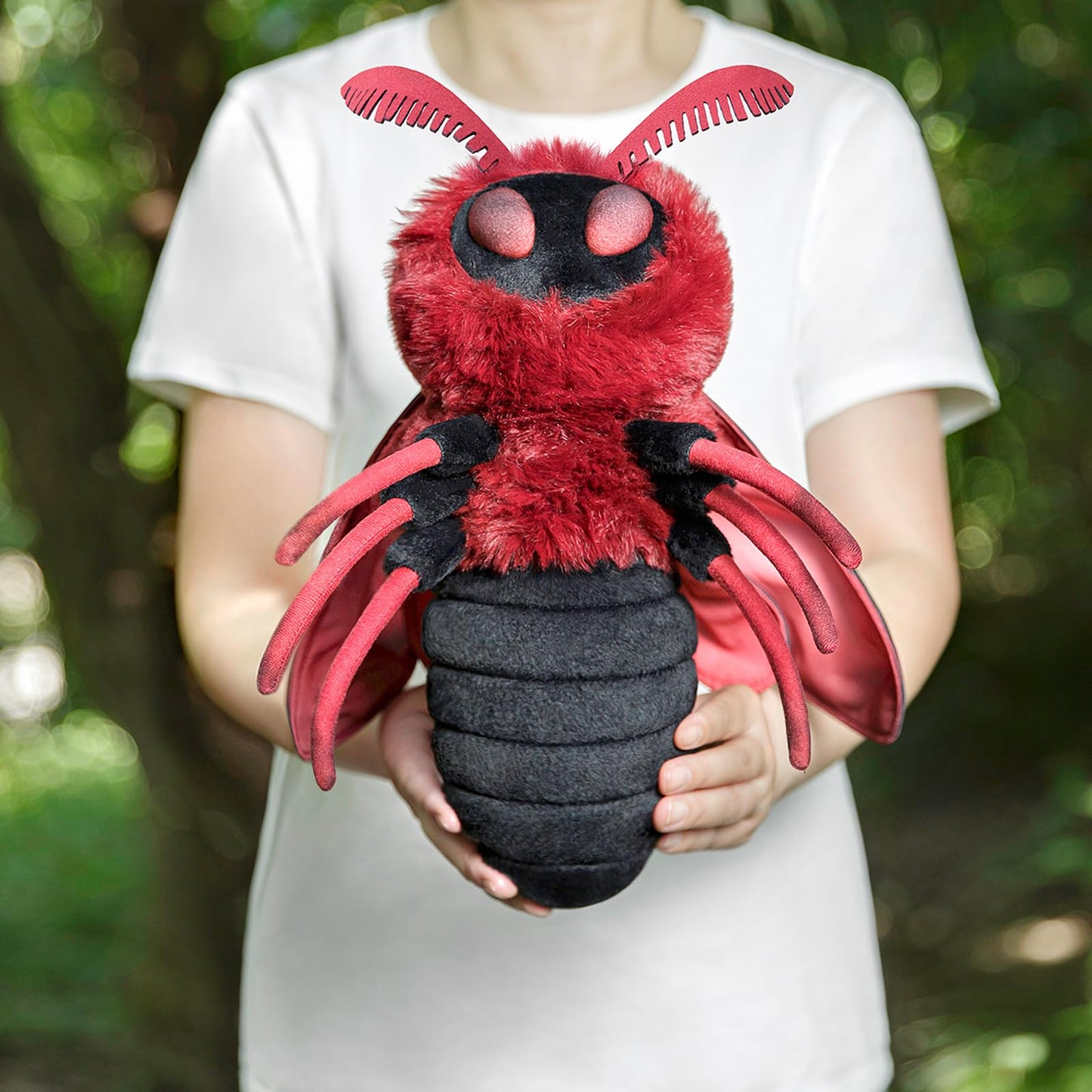 Silk Moth Stuffed Animal-Red 11.8",Moth Baby Plush Toy, Soft Toy,Girl Toys,Gifts for Kids,Home Decor,Hugging Toy