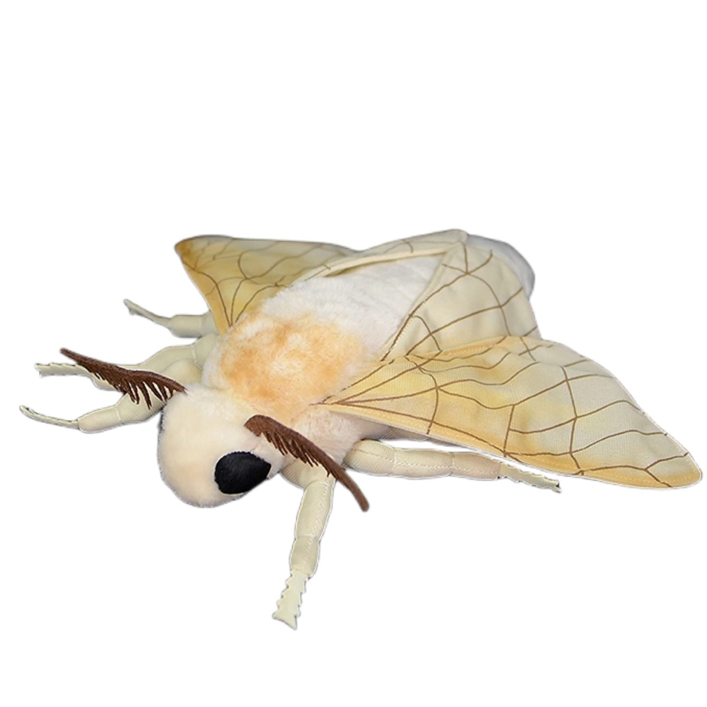 Simulation Silk Moth Stuffed Animal-White-15in, Soft Moth Plush Toy Gifts for Kids, Baby,Home Decor,Hugging Toy