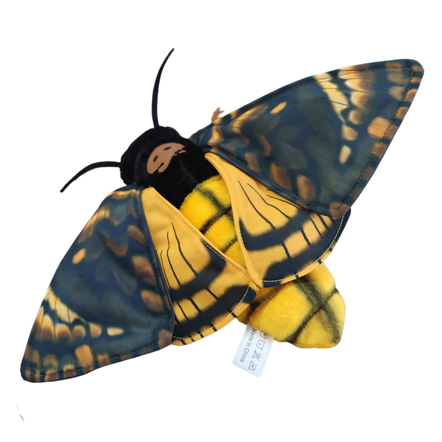 Simulation Deaths Head Hawk Moth Stuffed Animal-Yellow 9.8",Lifelike Death's-Head Hawkmoth Plush Toy, Moth Toy,Gifts for Kids,Home Decor